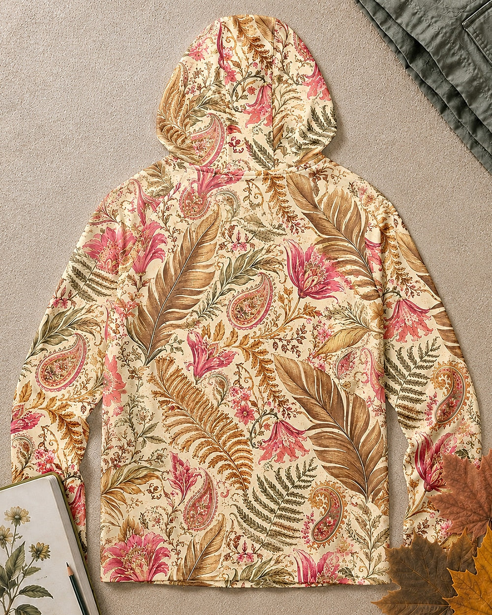 Back view of the women's yellow sun hoodie, showing the hood and long sleeves.