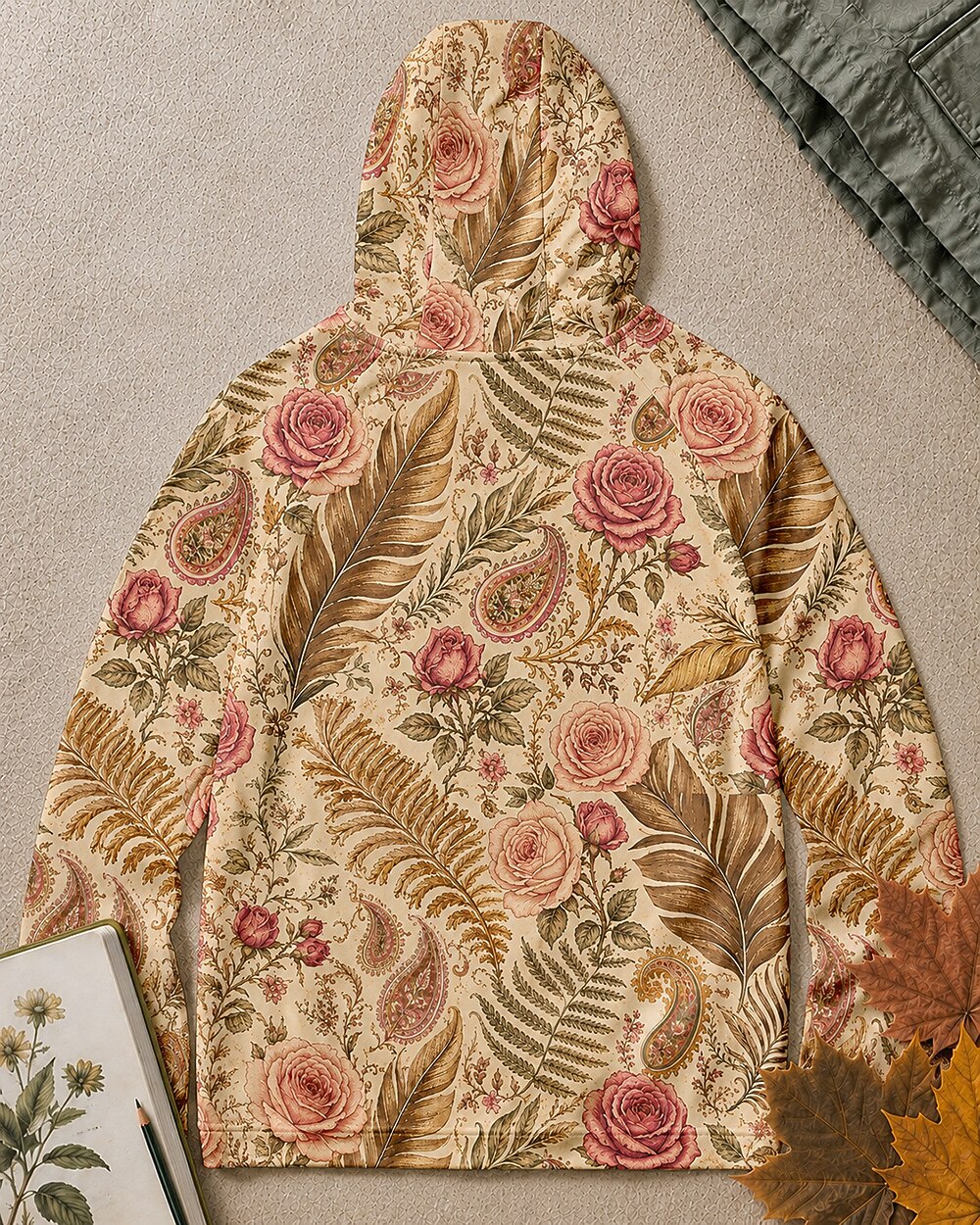 Back view of the women's yellow sun hoodie, showing the hood and long sleeves.