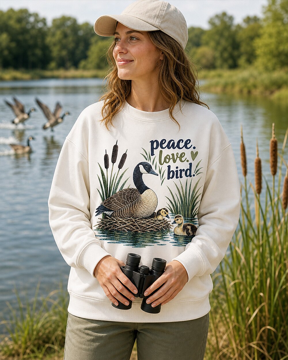 Goose Nesting Family Wetland Water Bird Sweatshirt