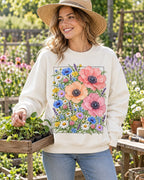 Poppy Wildflower Garden Floral Graphic Sweatshirt