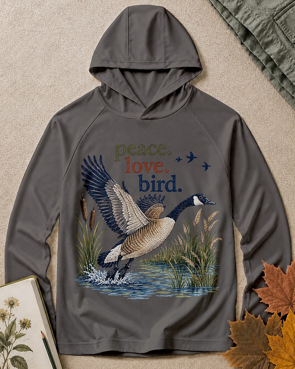 UPF 50+ Goose Taking Flight Wetland Sun Protection Hoodie
