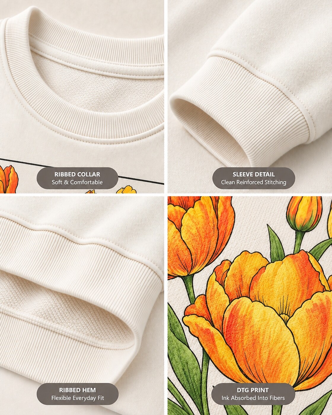 Tulip Garden Frame Floral Graphic Sweatshirt