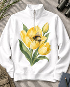 Tulip Bee Garden Quarter-Zip Stretch Sweatshirt Spandex UPF50+