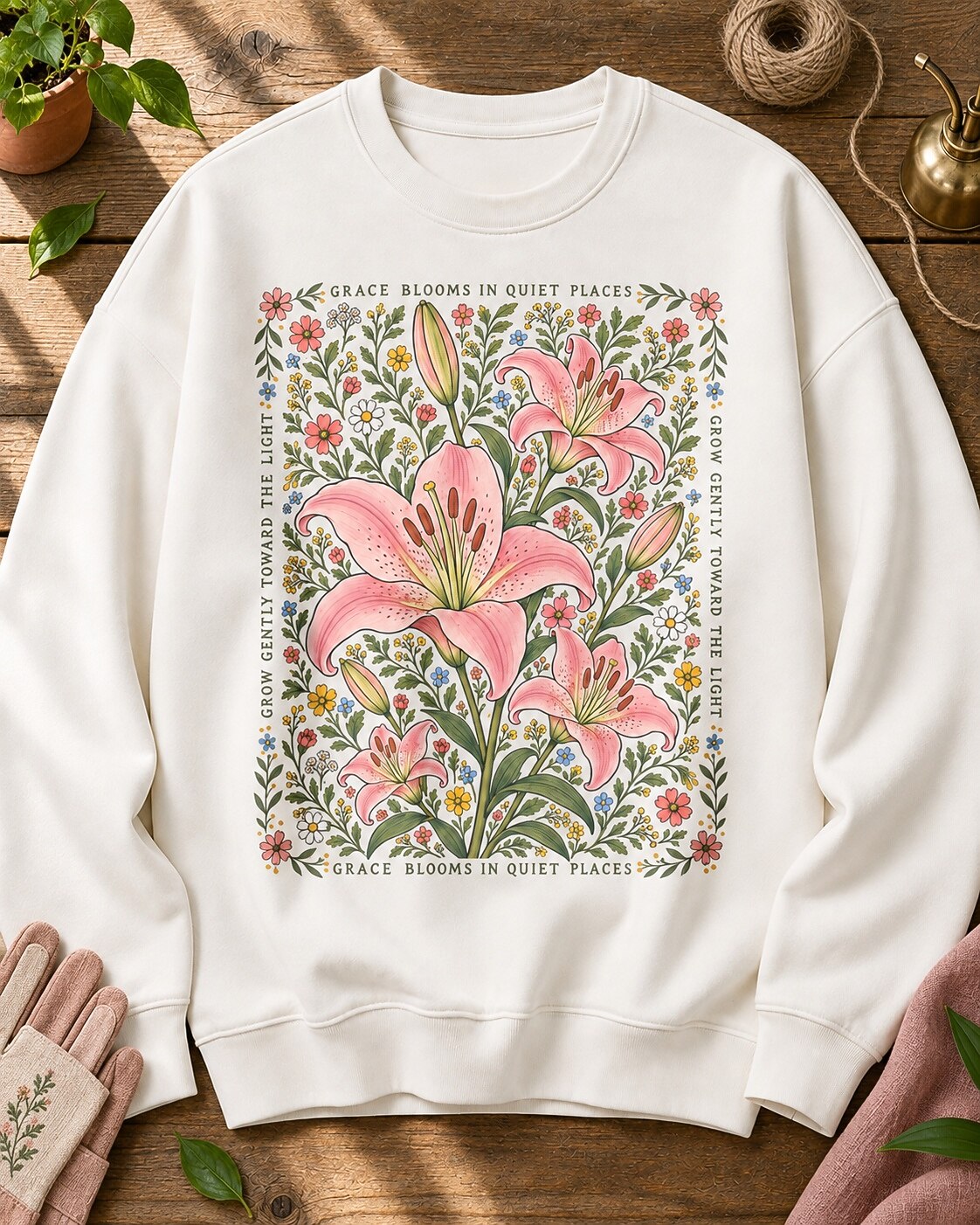 Pink Lily Wildflower Grace Blooms In Quiet Places Sweatshirt