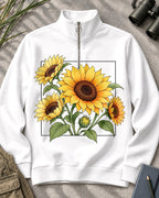 Sunflower Bouquet Garden Quarter-Zip Stretch Sweatshirt Spandex UPF50+