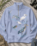 Heron Egret Kingfisher Water Birds UPF50+ Spandex Quarter-Zip Stretch Sweatshirt