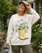 Wildflower Bouquet Rain Boots Cottage Garden Sweatshirt