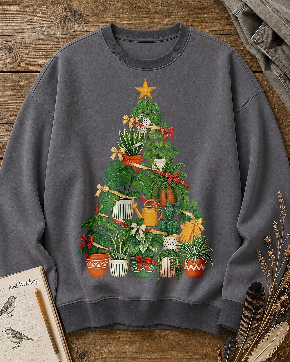 Potted Snake Plant Christmas Tree Gardening Sweatshirt