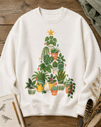 Monstera Potted Houseplant Christmas Tree Gardening Sweatshirt