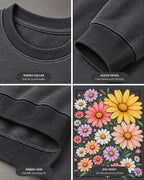 Daisy Garden Frame Floral Botanical Graphic Sweatshirt