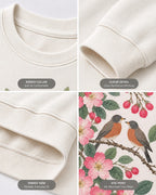 American Robin Pair Apple Blossom Backyard Bird Watching Sweatshirt
