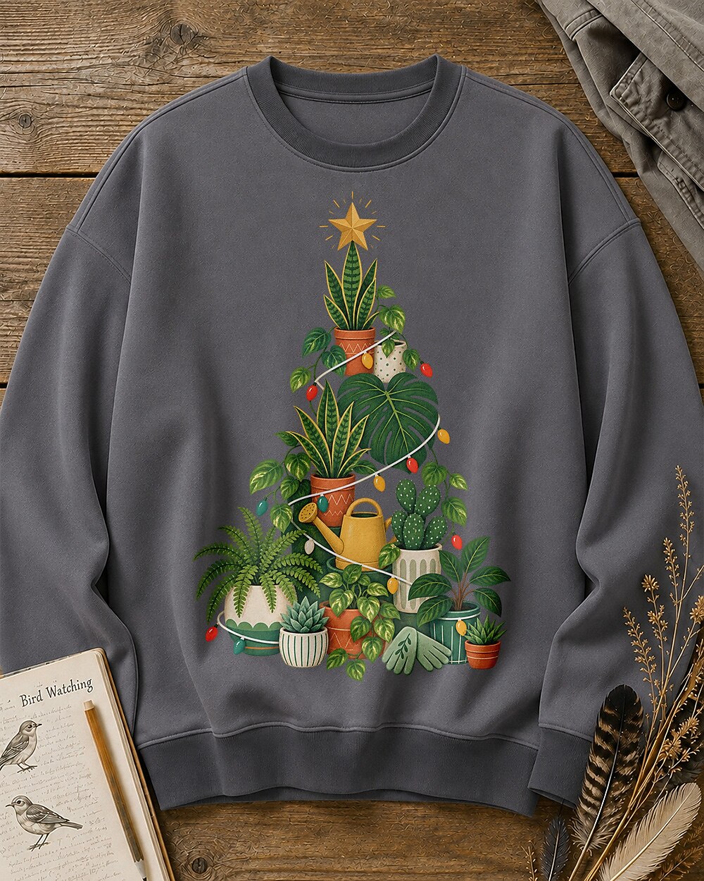 Monstera Snake Plant Christmas Tree Gardening Sweatshirt