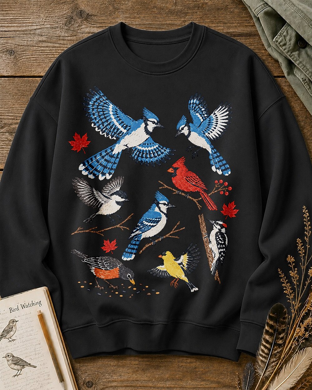 Autumn Songbirds Birdwatching Graphic Sweatshirt