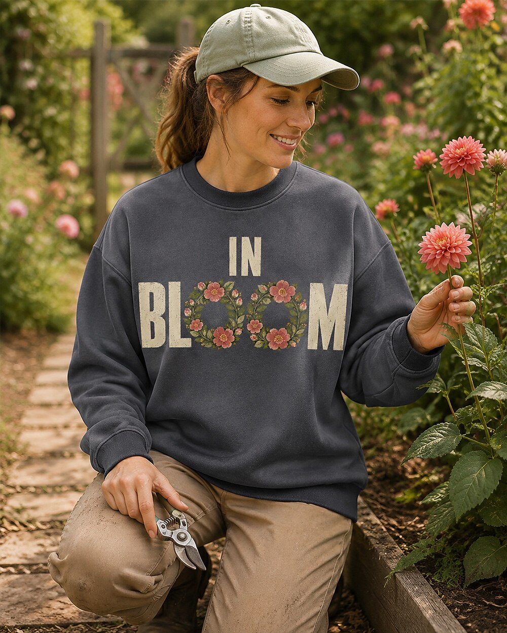 In Bloom Floral Wreath Botanical Garden Sweatshirt