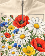 Wildflower Poppy Daisy Quarter-Zip Stretch Sweatshirt Spandex UPF50+