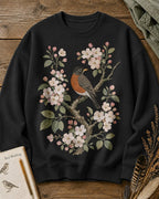 American Robin Apple Blossom Vintage Bird Watching Sweatshirt