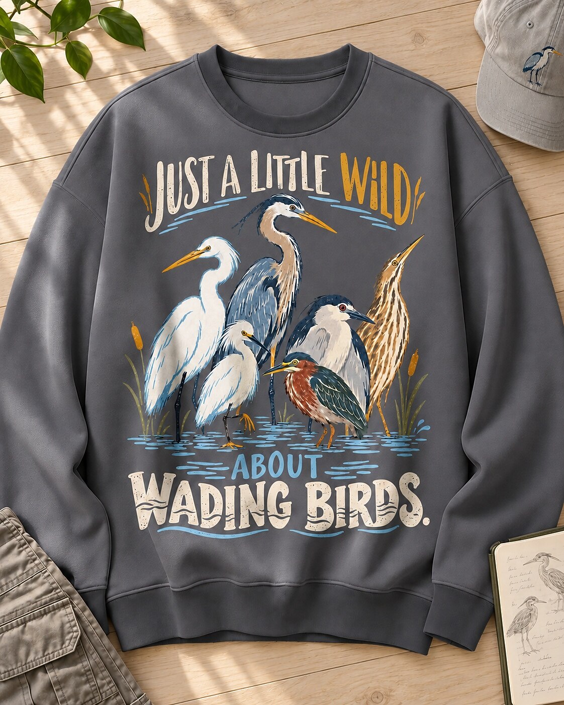 Wading Birds Just A Little Wild Graphic Sweatshirt