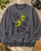 American Goldfinch Pair Berry Branch Backyard Bird Watching Sweatshirt