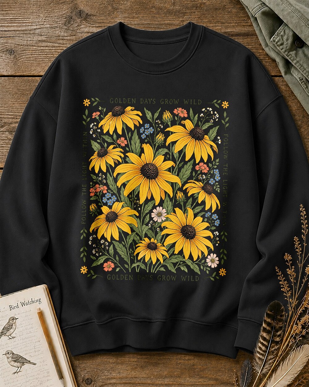 Black Eyed Susan Wildflower Golden Days Garden Sweatshirtxi