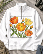 Tulip Bouquet Garden Quarter-Zip Stretch Sweatshirt Spandex UPF50+