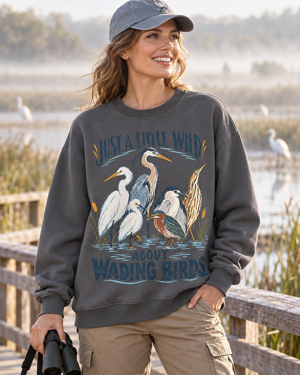 Wading Birds Just A Little Wild Graphic Sweatshirt