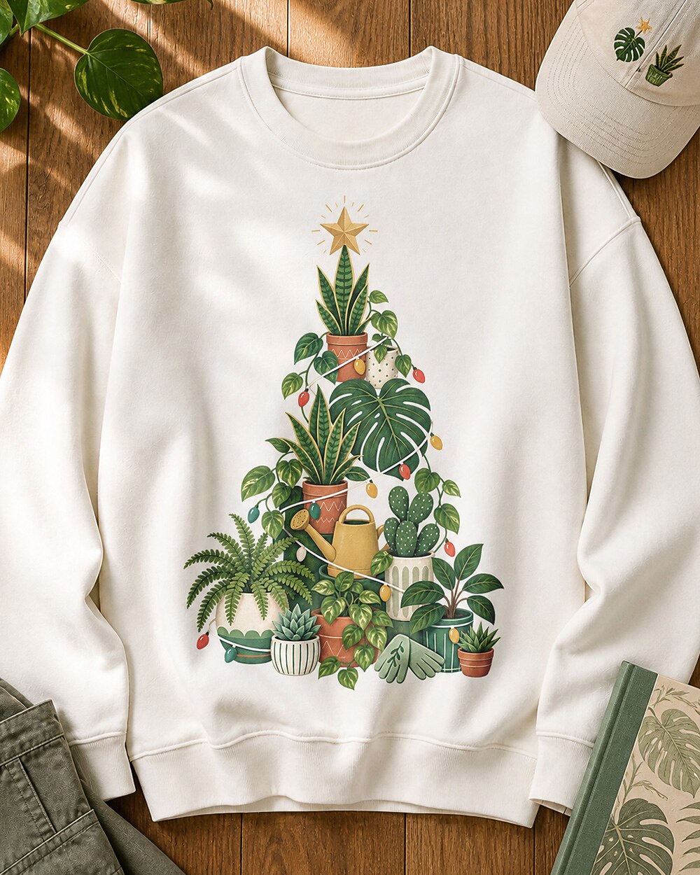 Monstera Snake Plant Christmas Tree Gardening Sweatshirt