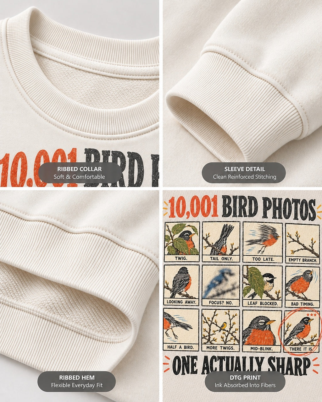 Funny Bird Photography Robin Graphic Crewneck Sweatshirt