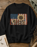 American Flag Sunflower Coneflower Country Garden Sweatshirt