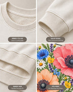 Poppy Wildflower Garden Floral Graphic Sweatshirt