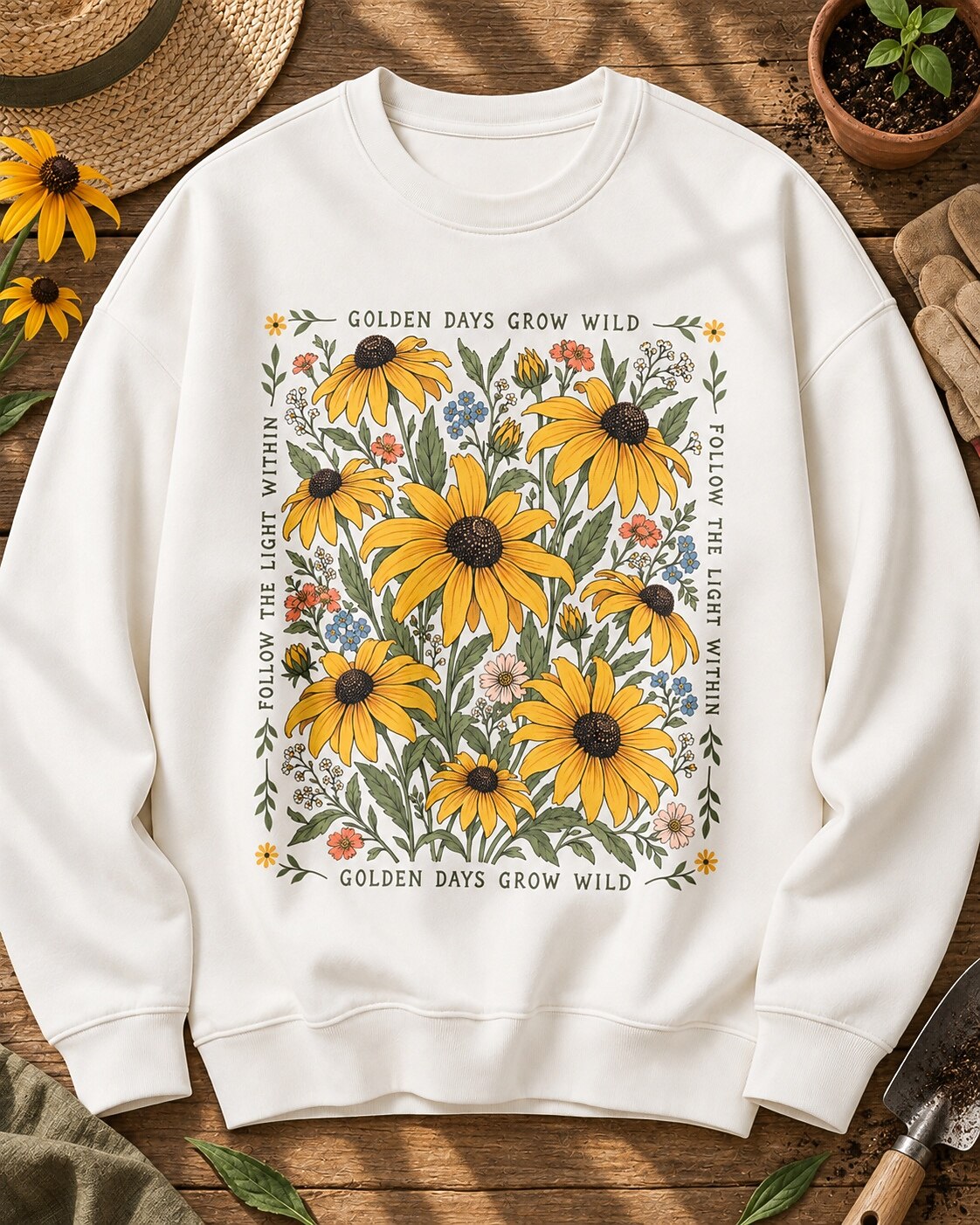 Black Eyed Susan Wildflower Golden Days Garden Sweatshirtxi