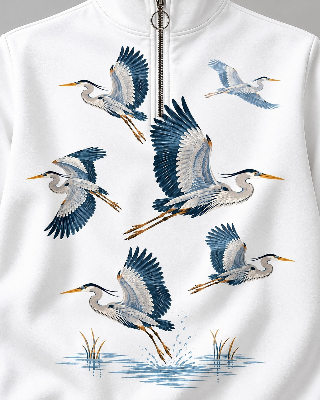 Flying Great Blue Herons UPF50+ Spandex Quarter-Zip Stretch Sweatshirt